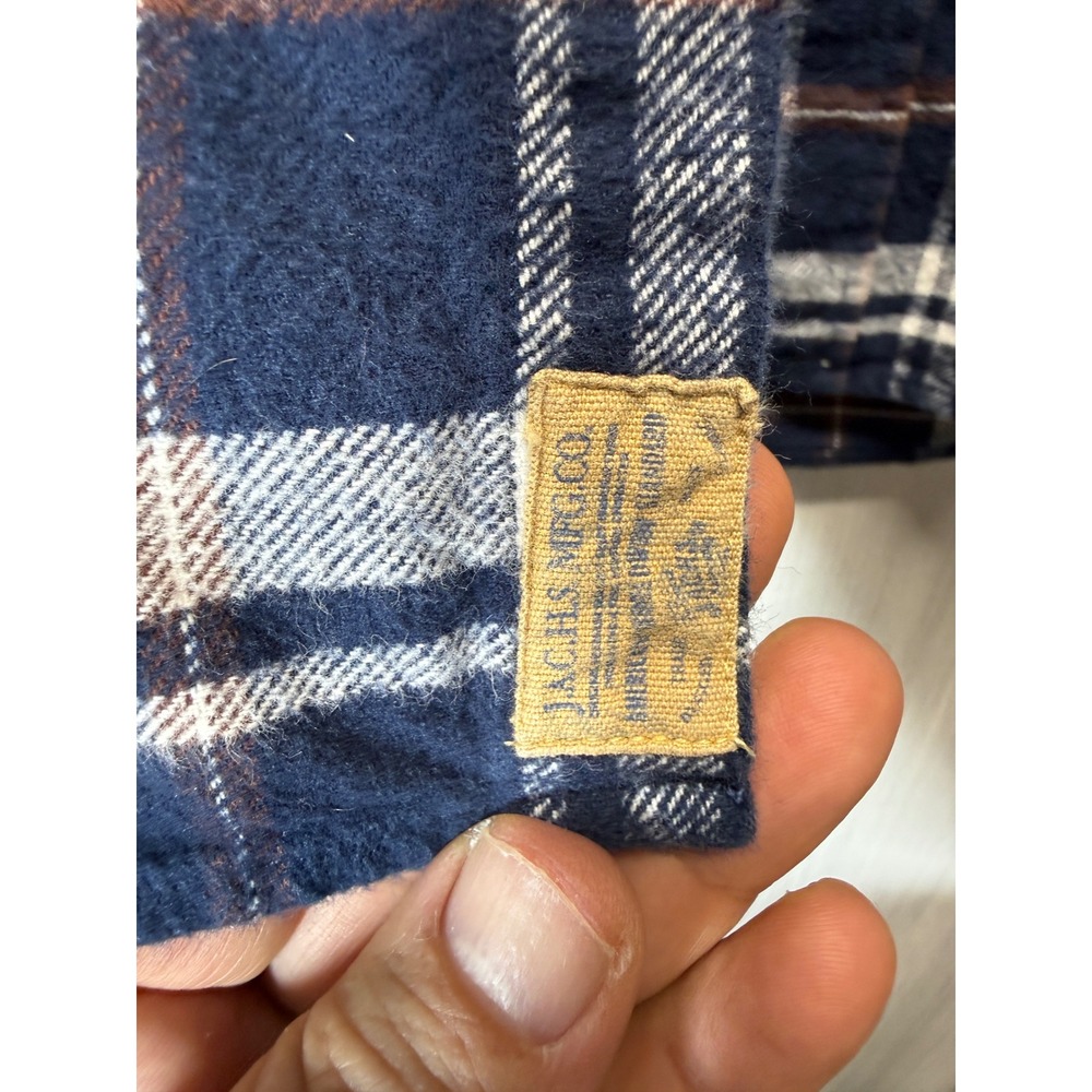 Jachs NY Mens Navy Blue White Plaid Flannel Button Down Shirt Medium 974954 - Picture 5 of 16